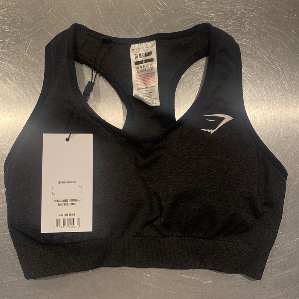 Gymshark Vital Seamless Sports Bra - Black Marl - Small